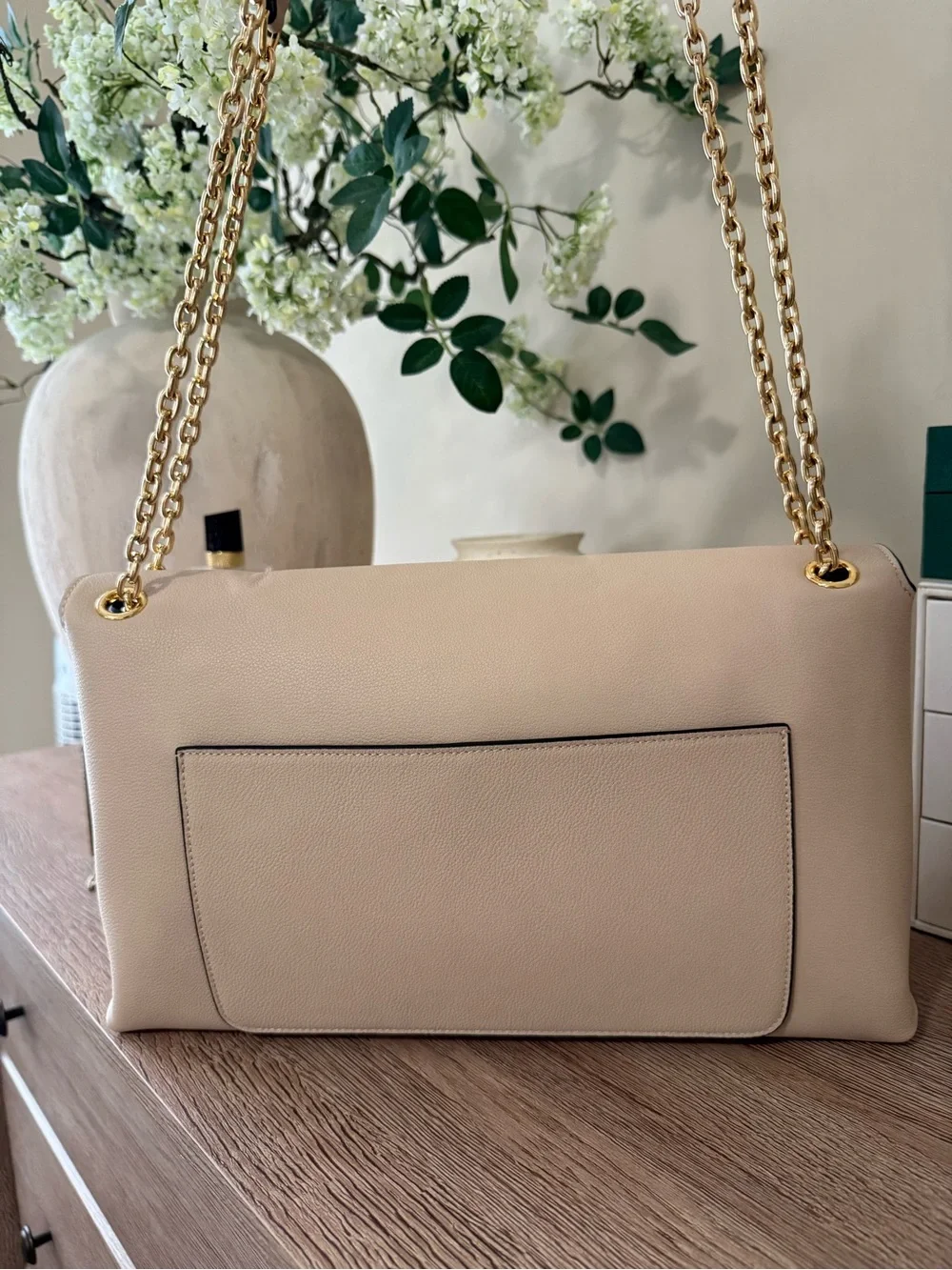 NEW Master Prada Nude Beige REAL Leather Shoulder Bag with Gold Chain Straps